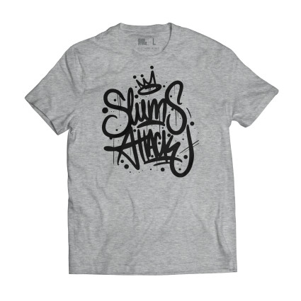 T-SHIRT MĘSKI KING SLUMS ATTACK SZARY MELANŻ